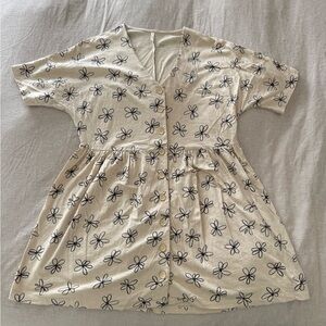 Rylee + Cru Women’s Oversized Floral Cream Cotton Dress with premium buttons